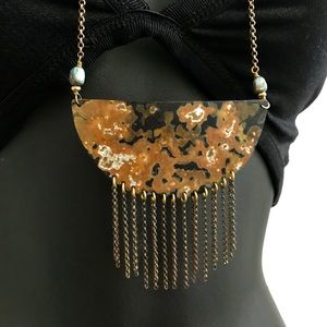 Long rustic metal necklace